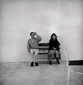 Truffaut and Moreau relaxing after the still shoot on Jules and Jim