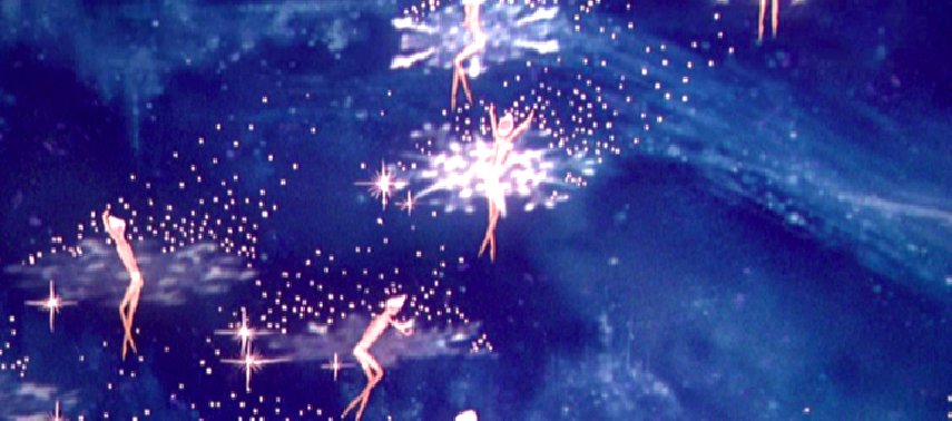 The cosmos looked a bit like thin Las Vegas dancers in this frame from Fantasia