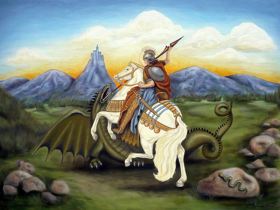 Classic American Rendering of Saint George and Dragon